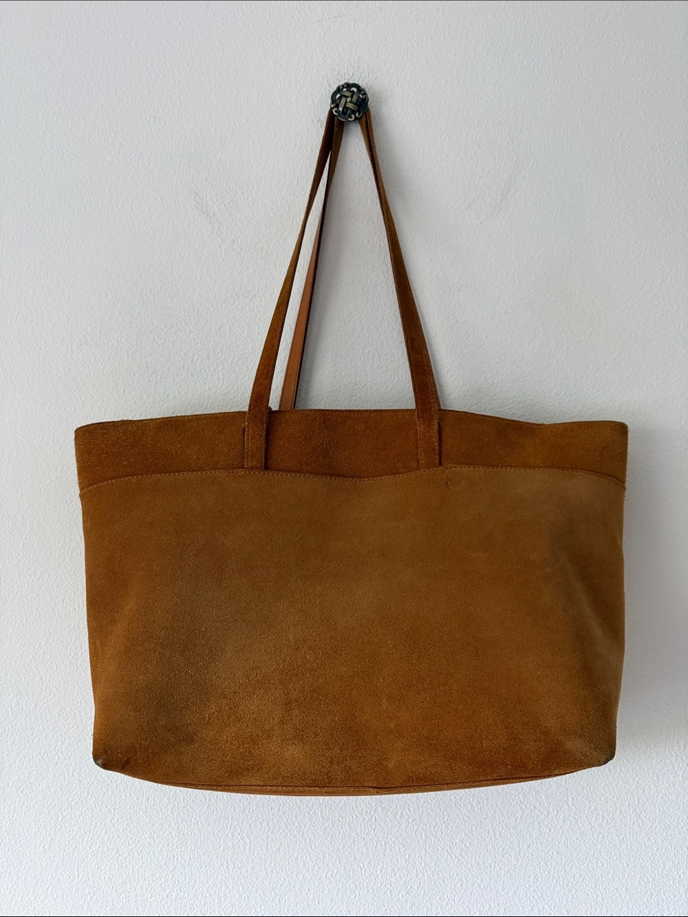 Madewell The Zip-Top Essential Suede Office Work Laptop Tote in Dark Ca
